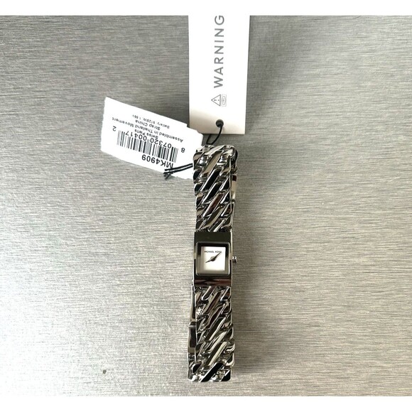 Michael Kors Women's Silver Tone Chain Darrington Mini White Dial Watch MK4909 - Picture 9 of 9